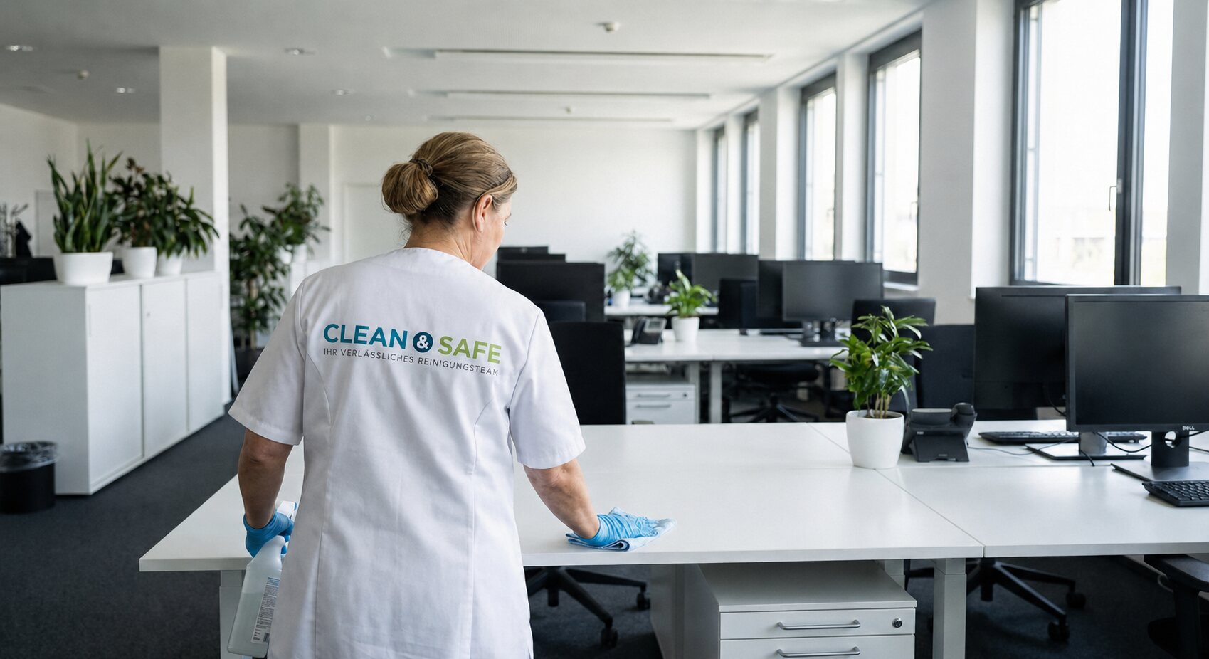 Professionelle Büroreinigung in einem modernen Büro